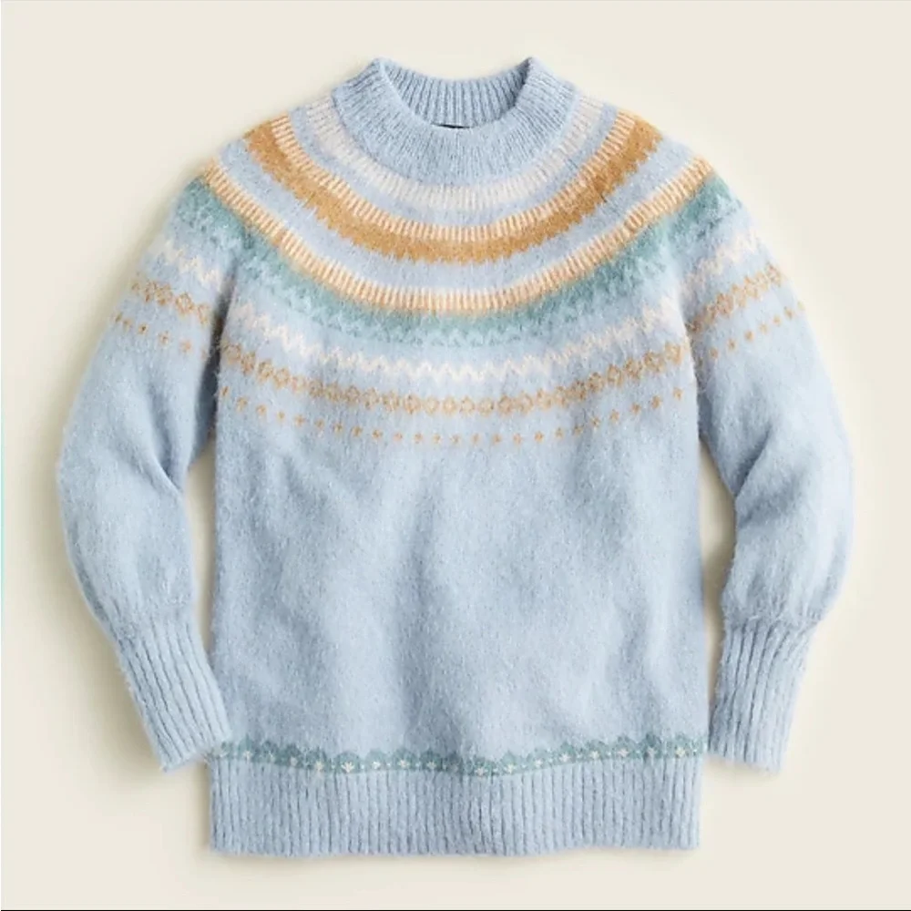 J.Crew Fair Isle yoke puff-sleeve sweater